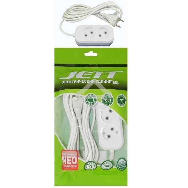 Удлинитель ДЖЕТТ/Sinbo РС-2 без з/м, 2рx3м (провод ПВС 2х0,75) 155-103
