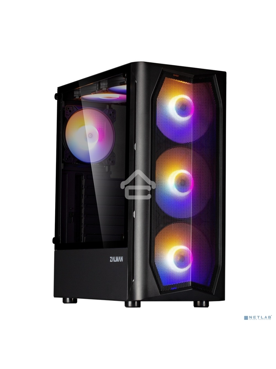 Компьютерный корпус MidiTower Zalman N4 black (ATX,Window, 6xRGB fan, USB2.0 x2, USB3.0x1, без БП) (N4 rev.1)