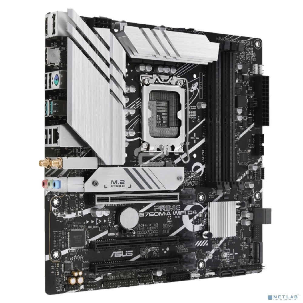 Материнская плата ASUS PRIME B760M-A WIFI D4, LGA 1700, Intel B760, 4xDDR4, 4xSATA, 2xM.2, 1xPCIe 4.0 x16, 1xPCIe 4.0 x4, 1xPCIe 4.0 x1, 2xHDMI, 1xDP, 1x 2.5Gb LAN, 2xUSB-A 3.2 Gen 2, 4xUSB-A 2.0, 3x3.5 мм, 7.1, mATX