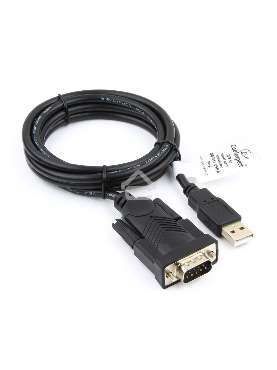 Конвертер USB->SERIAL Cablexpert UAS-DB9M-02 AM/DB9M, 1,5 м, PL2303TA, WinXP-Win8, черный, пакет