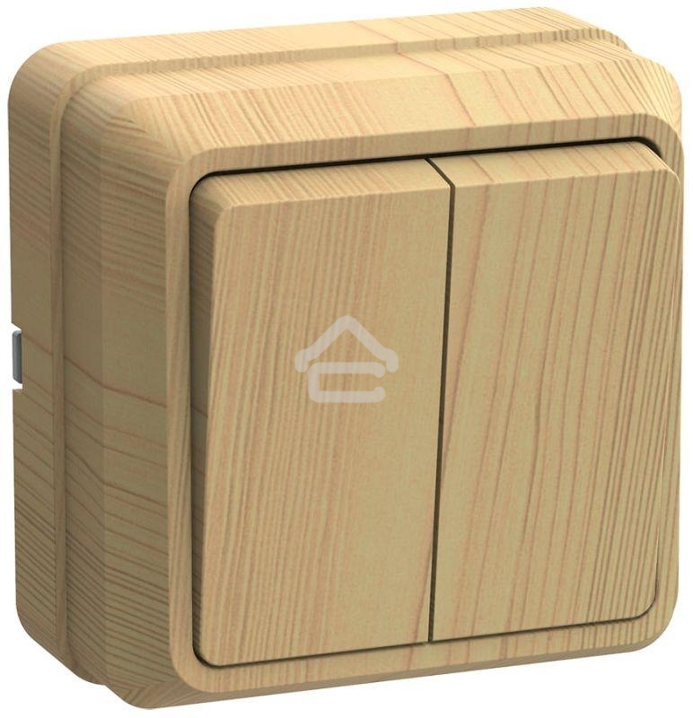 Выключатель 2-кл. ОП ОКТАВА 10А IP20 откр. уст. сосна ИЭК EVO20-K03-10-DC