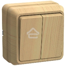 Выключатель 2-кл. ОП ОКТАВА 10А IP20 откр. уст. сосна ИЭК EVO20-K03-10-DC