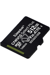 Флеш карта microSDHC 512GB microSDXC Class10 Kingston <SDCS2/512GBSP> UHS-I Canvas Select up to 100MB/s без адапт