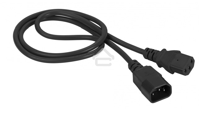 Шнур питания C13-C14, 3х0.75, 220В, 10А, черный, 1 м