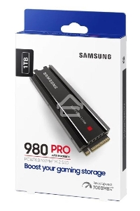 Накопитель SSD Samsung 980 PRO, 1TB, PCIe 4.0 x4, M.2 2280, NVMe, R/W 7000/5000, с радиатором