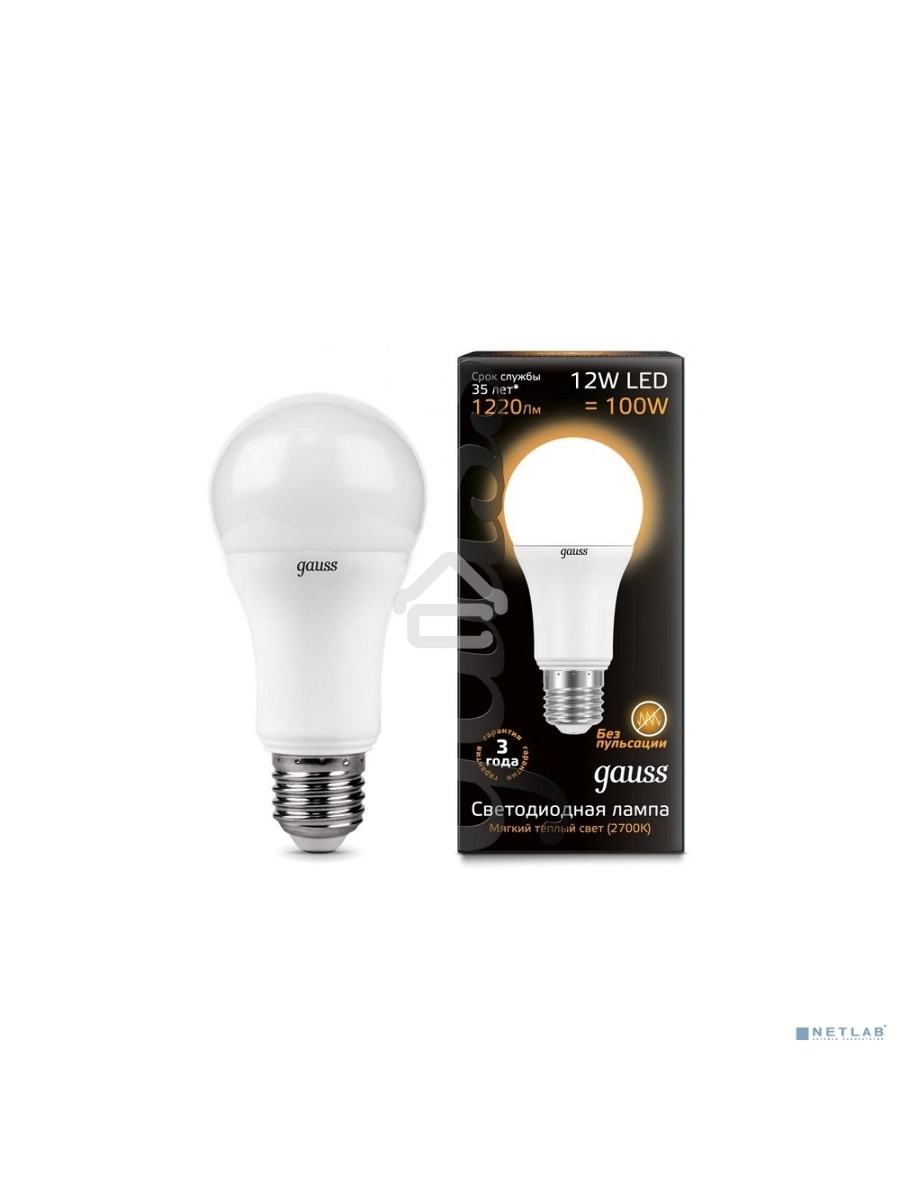 Лампа светодиодная GAUSS LD102502112LED A60 globe 12W E27 2700K
