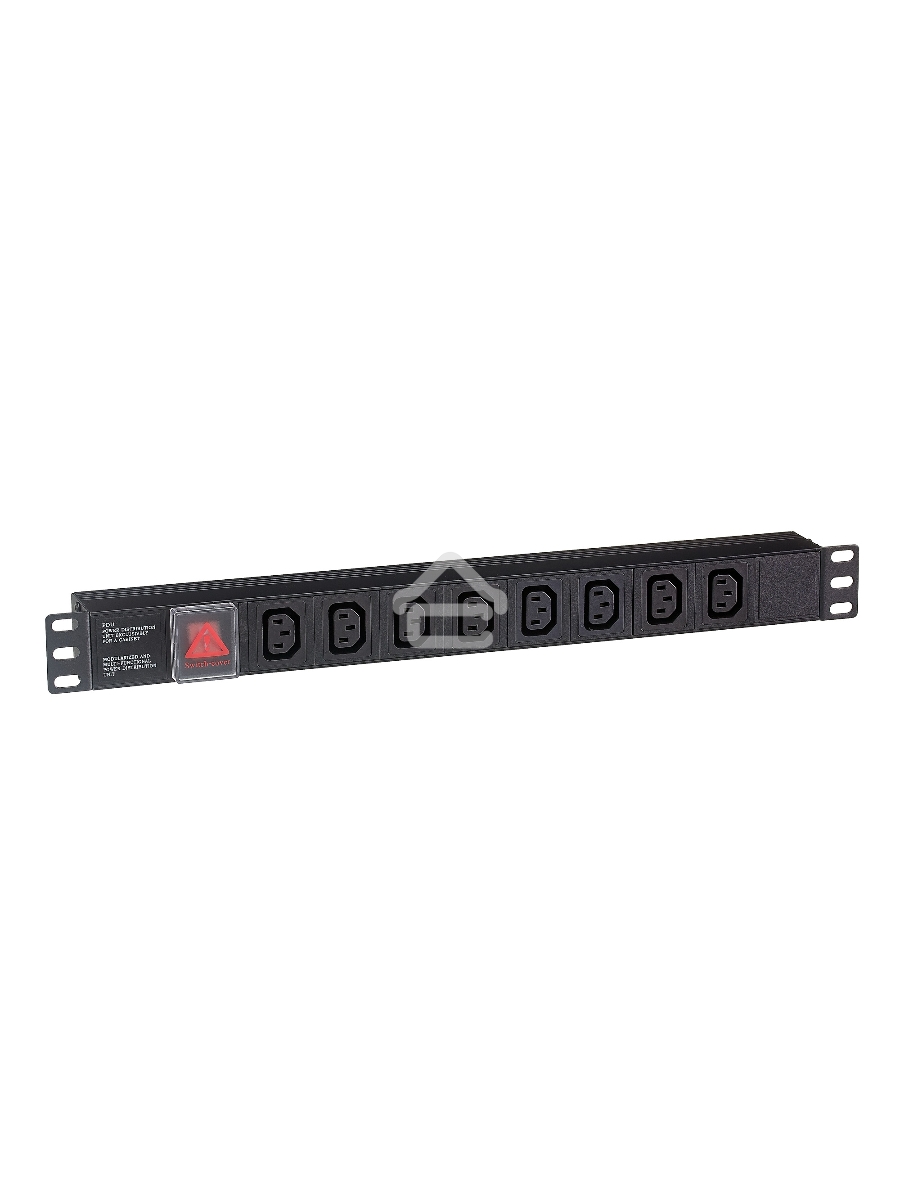 Блок розеток горизонтальный ExeGate ServerPro PDU-19H808 Al-8С13-C14-SW, 1U, Алюминий, 8 IEC 320 C13, С14, выкл. с подсветкой, черный