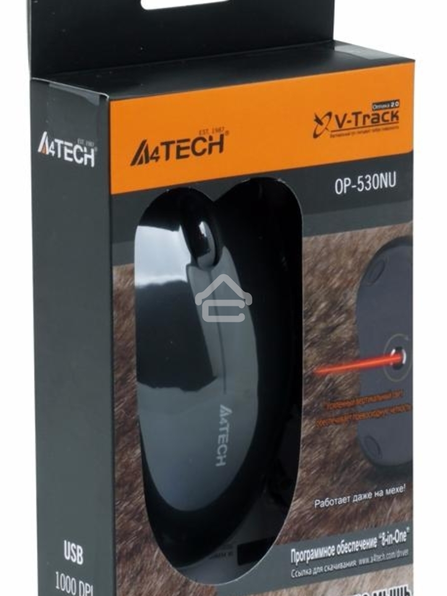 Мышь проводная A4Tech OP-530NU черный, 1200 dpi, USB, кнопки - 3