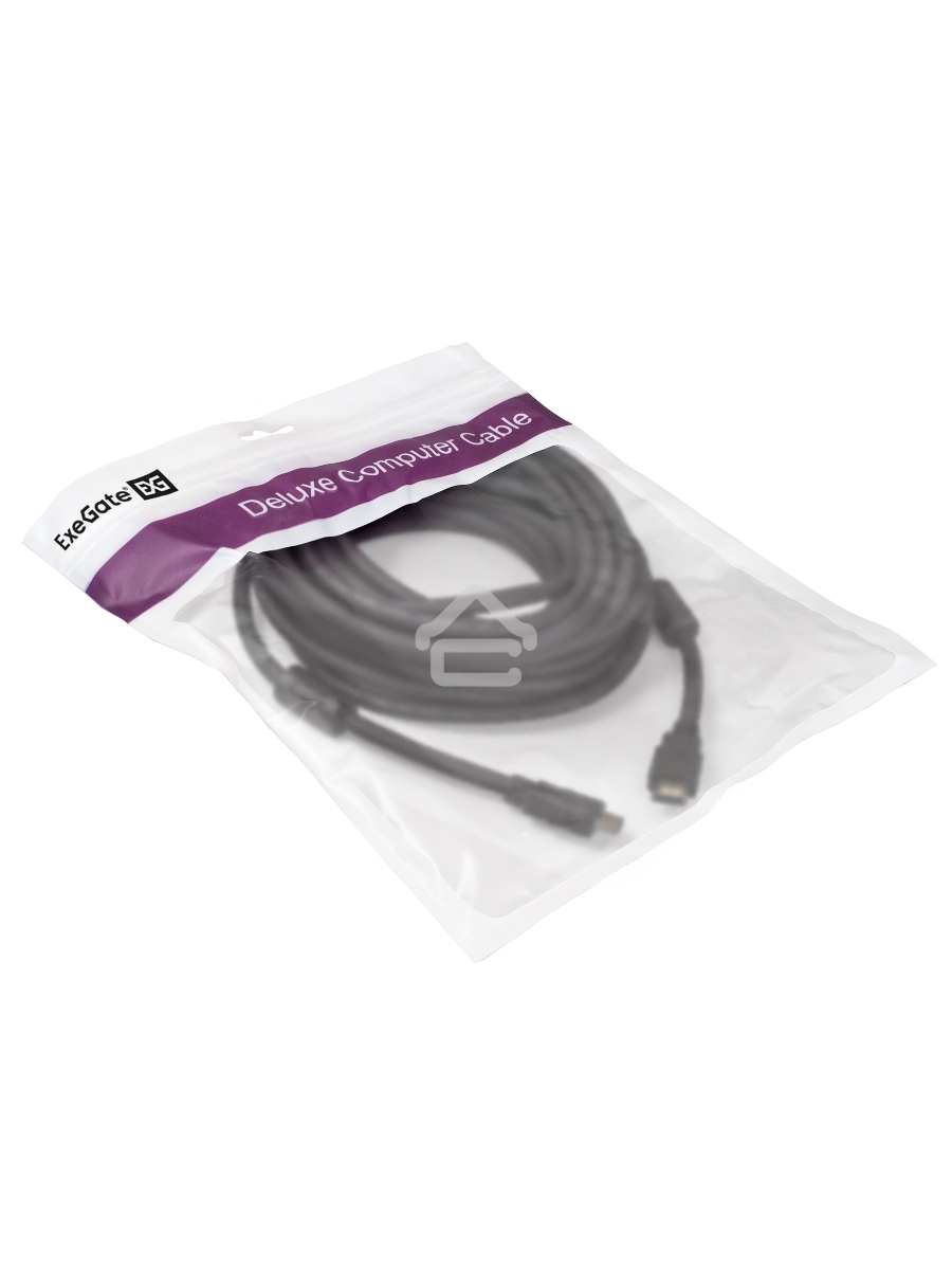Кабель HDMI Exegate EX287726RUS EX-CC-HDMI2-10.0F (19M/19M, v2.0, 10м, 4K UHD, Ethernet, ферритовые кольца, позолоченные контакты)
