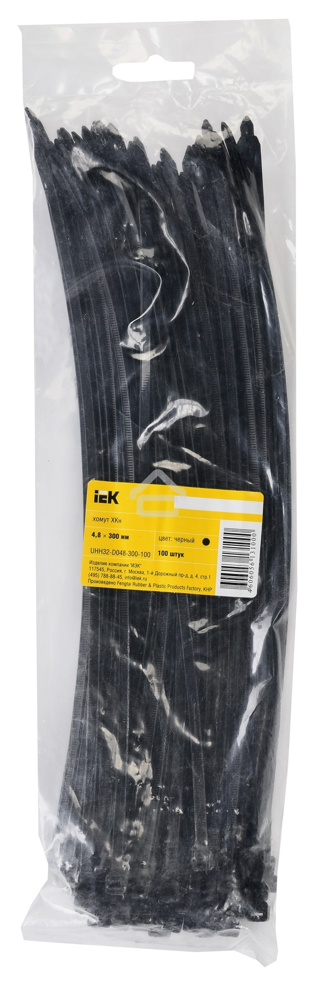 Хомут кабельный 4.8х300 нейл. черный (уп.100шт) ИЭК UHH32-D048-300-100