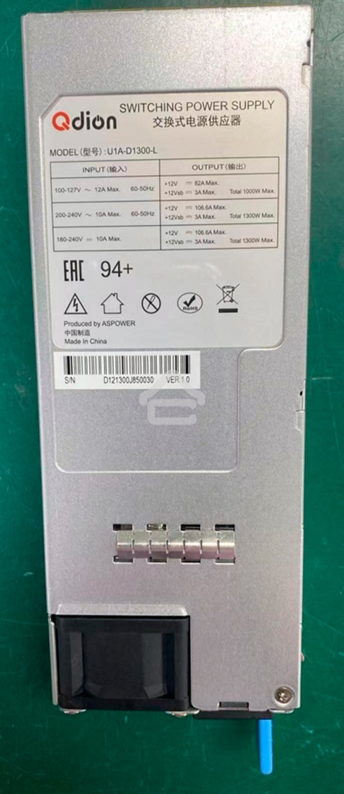 Блок питания серверный Server power supply Qdion Model U1A-D1300-L P/N:99MAD11300I1170114 CRPS 1U Module 1300W Efficiency 80 Plus Platinum, Gold Finger (option), Cable connector: C14