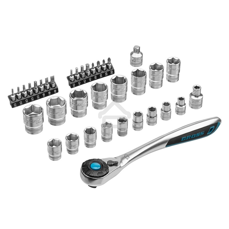 Набор торцевых головок Gross 14145 трещотка 120 зубьев, 36 предметов