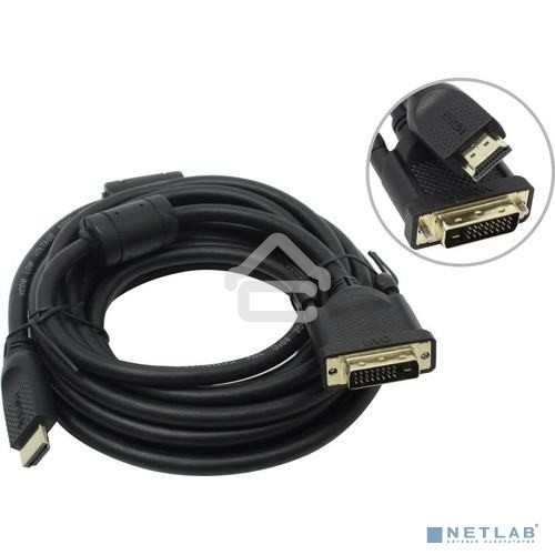 Кабель HDMI AM/DVI(24+1)M, 5м, CU, 1080P@60Hz, 2F, VCOM CG484GD-5M