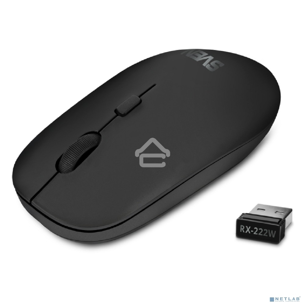 Мышь беспроводная SVEN RX-222W черный, 1800 dpi, радиоканал, Bluetooth, USB, кнопки - 4