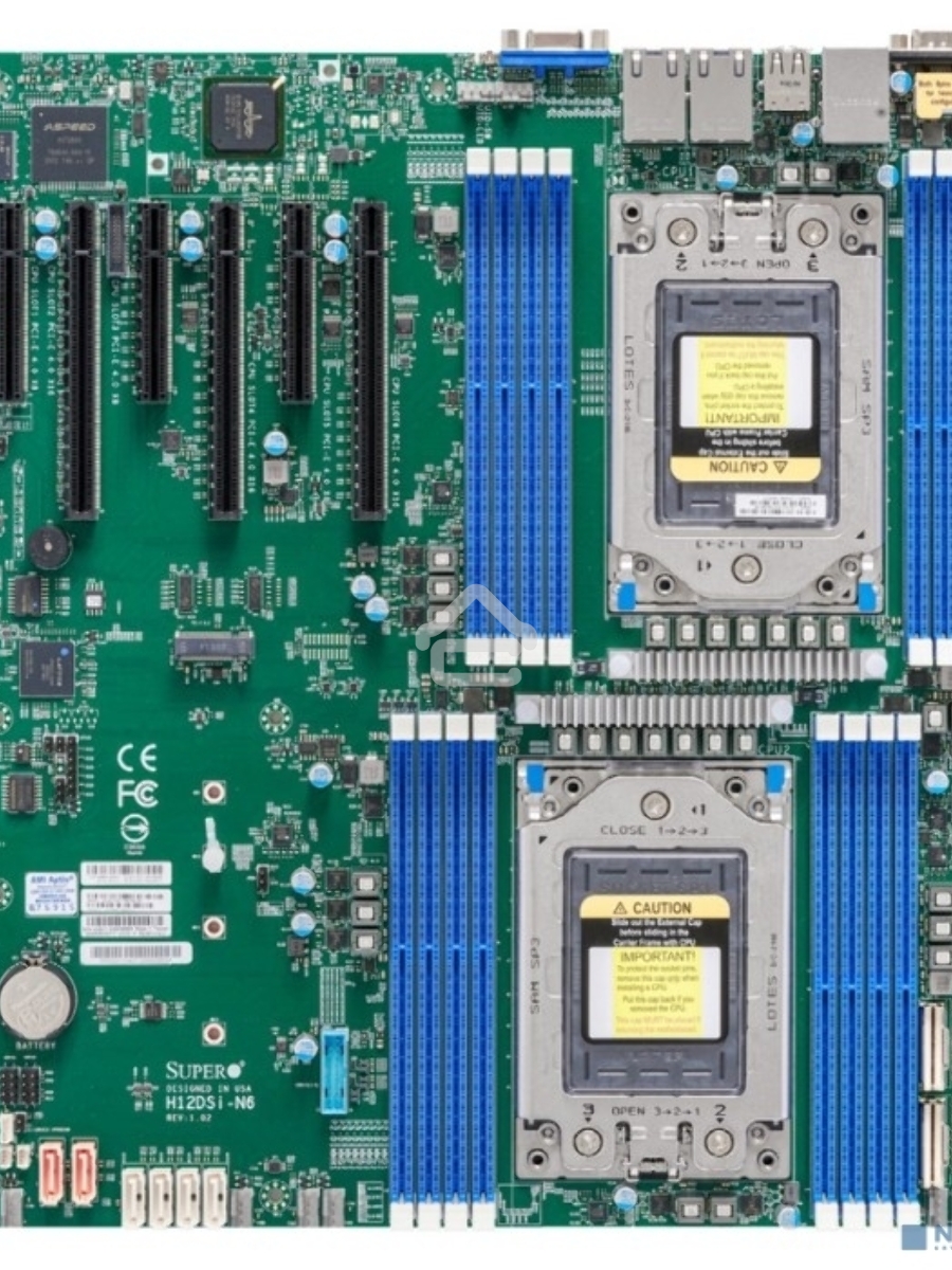 Серверная материнская плата SuperMicro H12DSI-N6-B, сокет SP3, 16xDDR4, 6xPCIe 4.0 x16, 10xSATA, M.2, 2xGigabit Ethernet, 2xUSB 2.0, 2xUSB 3.0, VGA, 24-pin, eATX