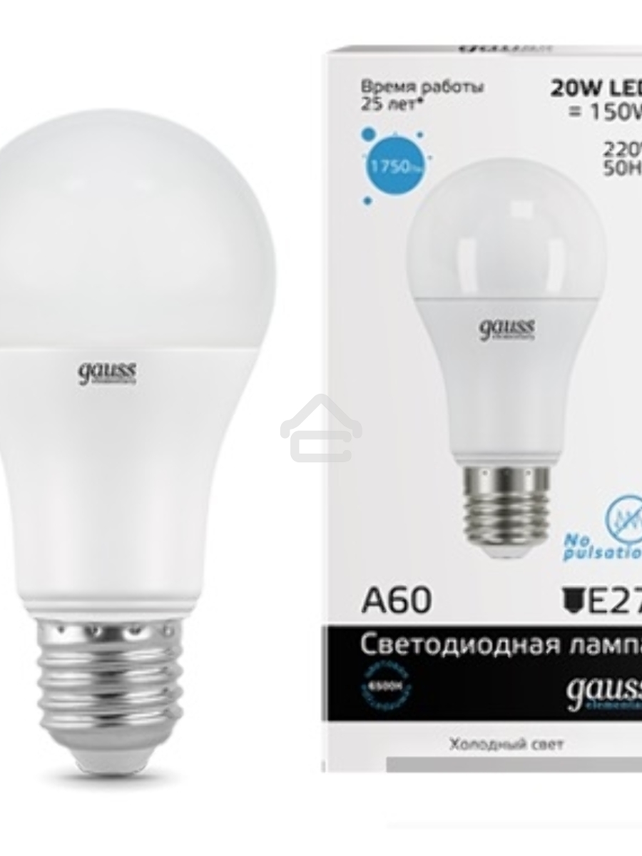 Лампа GAUSS LED Elementary 23239A60 20W E27 6500K 1/10/40 груша