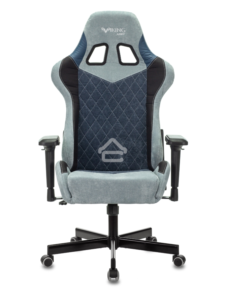 Кресло игровое Бюрократ VIKING 7 KNIGHT BL FABRIC синий текстиль/эко.кожа крестовина металл/пластик