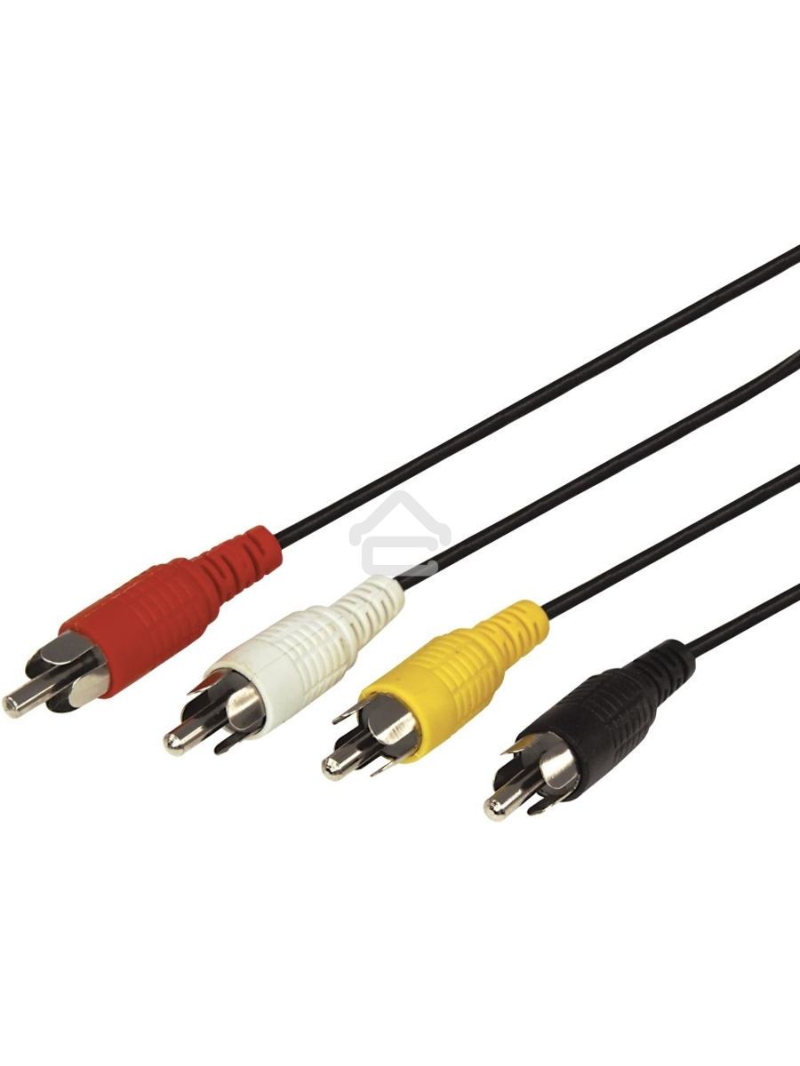 Шнур Rexant 4 RCA - 4 RCA, 3 м, черный (10 шт./уп.)