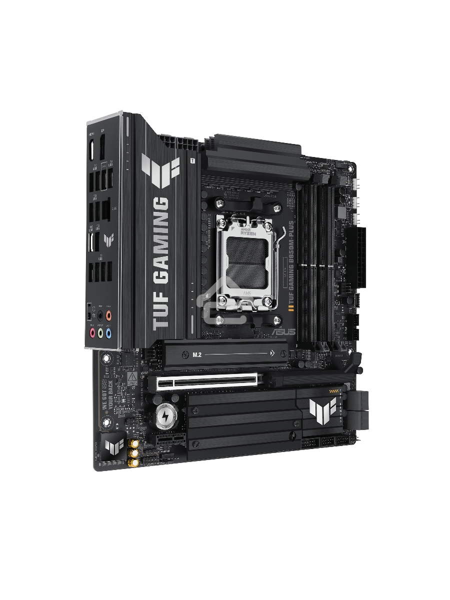 Материнская плата ASUS TUF Gaming B850M-Plus, AM5, AMD B850, 4xDDR5, 4xSATA, 3xM.2, 1xPCIe 5.0 x16, 1xPCIe 4.0 x4, 1xPCIe x1, 1xDP, 1xHDMI, 1x2.5Gb LAN, 4xUSB 2.0, 4xUSB 3.2 Gen 1, 3xUSB 3.2 Gen 2, 1xUSB-C, 3x3.5 мм, 7.1, mATX
