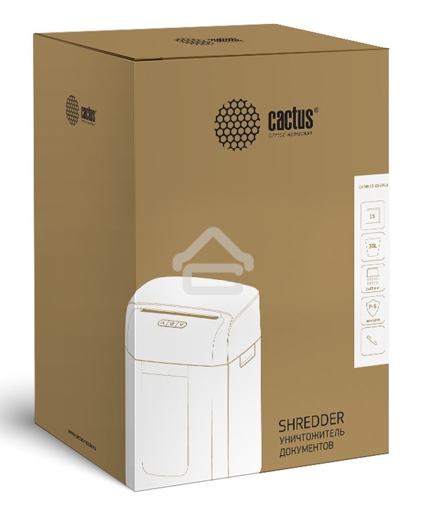 Шредер Cactus CS-SH-15-30-2X15 (секр.P-5)/фрагменты/15лист./30лтр./скобы