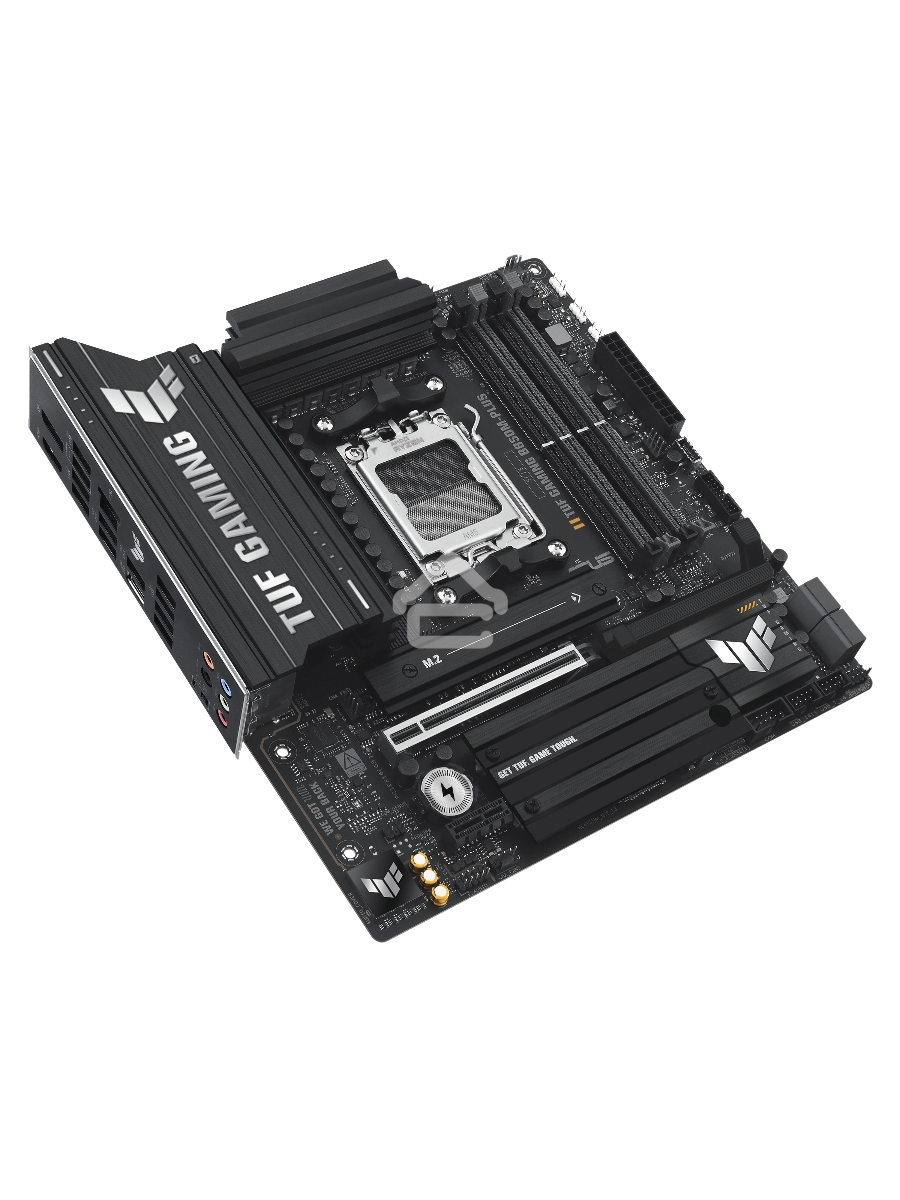 Материнская плата ASUS TUF Gaming B850M-Plus, AM5, AMD B850, 4xDDR5, 4xSATA, 3xM.2, 1xPCIe 5.0 x16, 1xPCIe 4.0 x4, 1xPCIe x1, 1xDP, 1xHDMI, 1x2.5Gb LAN, 4xUSB 2.0, 4xUSB 3.2 Gen 1, 3xUSB 3.2 Gen 2, 1xUSB-C, 3x3.5 мм, 7.1, mATX