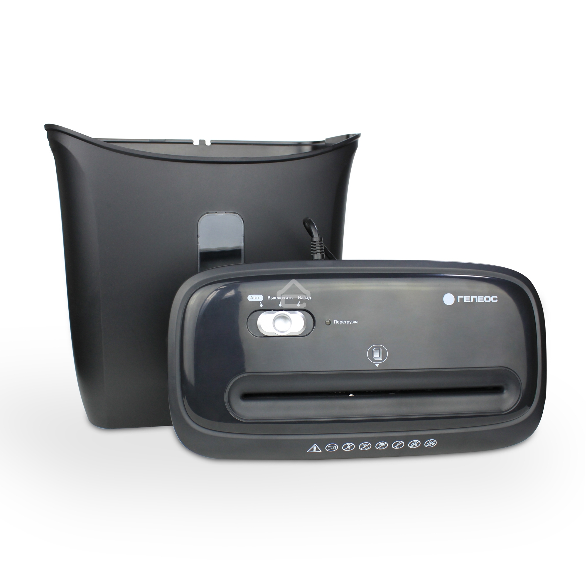 Шредер ГЕЛЕОС УД14-5, (DIN P-5), фрагмент 1,9х12мм, 5-6 лист (70г/м2), скобы, 14 литров