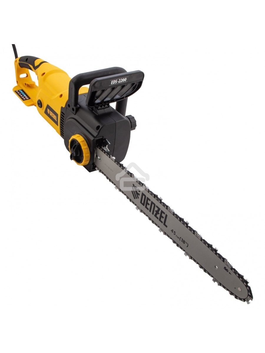 Пила цепная электрическая EDS-2200, 2,2кВт,продольная,шина 45см,шаг 3/8, паз 1,3мм, 62зв Denzel