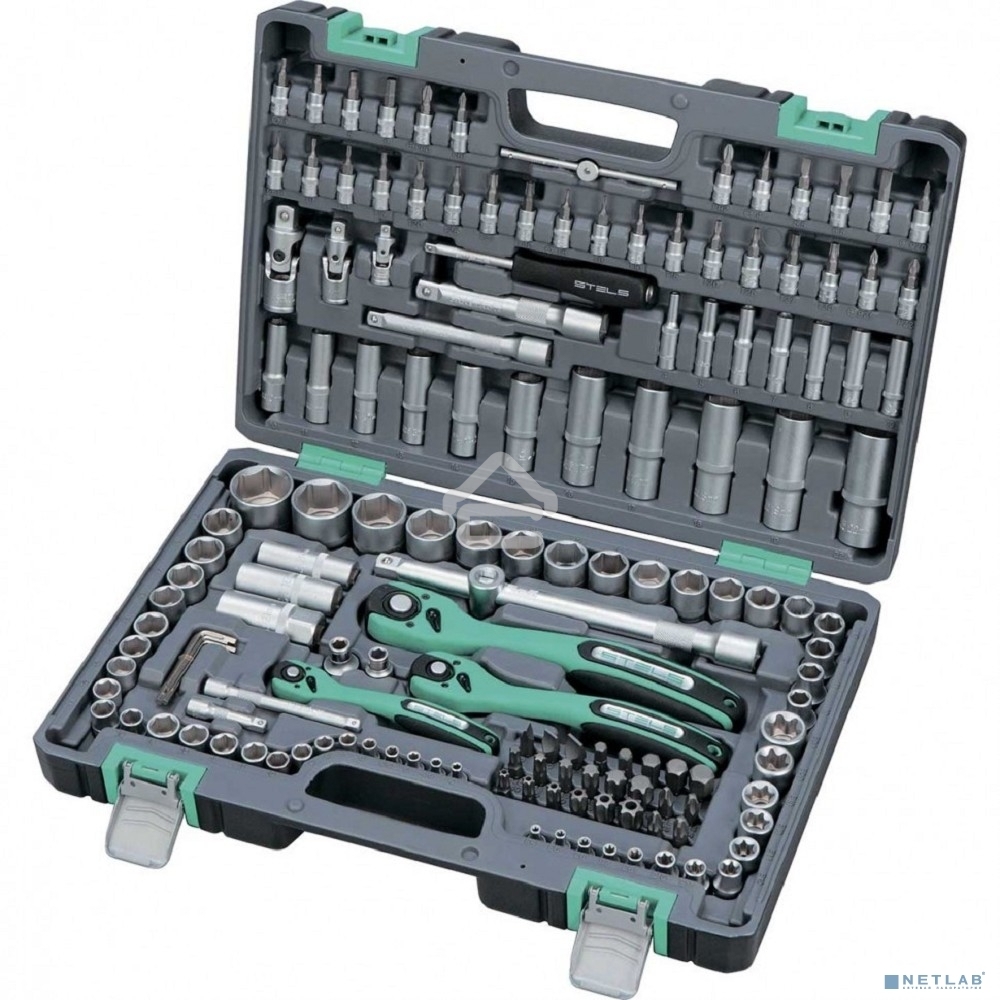 Набор инструментов STELS 141141/4'' 3/8'' 1/2'' cr-v s2 усиленный кейс 151предм.