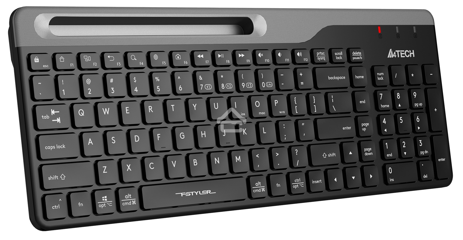 Клавиатура беспроводная A4Tech Fstyler FBK25, USB, Bluetooth/Радиоканал, черный/серый