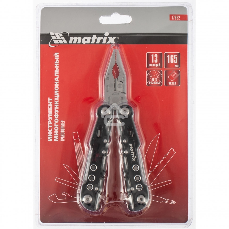 Мультитул Matrix, 13 функций, авторазжим, в чехле, 165 мм