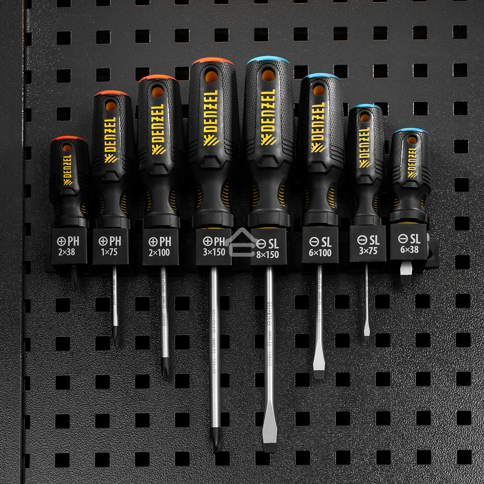 Набор отверток на полке Denzel 8 шт., PH+SL, S2, 3к рукоятка