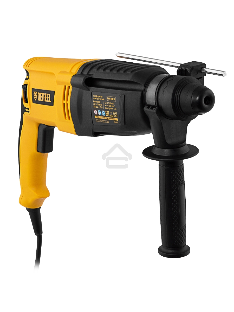 Перфоратор электрический RHH-800-26, SDS-plus, 800 Вт, 3 Дж, 3 плюс 1 реж. Denzel