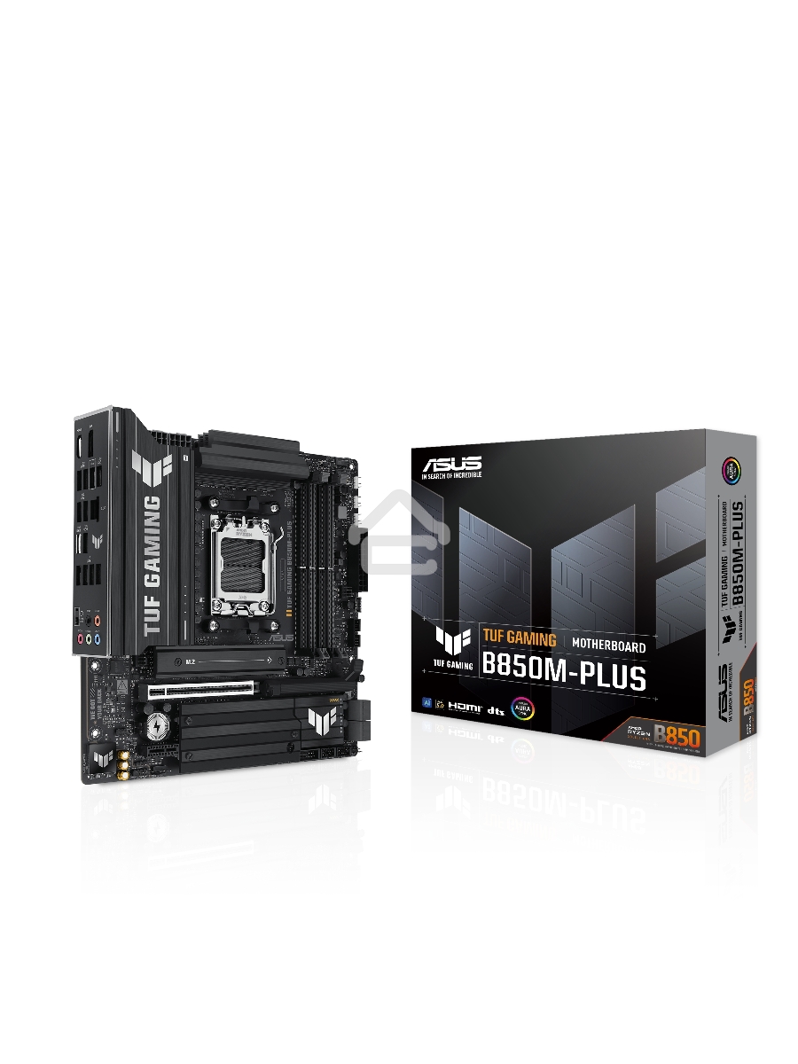 Материнская плата ASUS TUF Gaming B850M-Plus, AM5, AMD B850, 4xDDR5, 4xSATA, 3xM.2, 1xPCIe 5.0 x16, 1xPCIe 4.0 x4, 1xPCIe x1, 1xDP, 1xHDMI, 1x2.5Gb LAN, 4xUSB 2.0, 4xUSB 3.2 Gen 1, 3xUSB 3.2 Gen 2, 1xUSB-C, 3x3.5 мм, 7.1, mATX