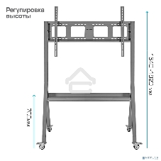 Мобильная стойка напольная Kromax OMEGA-12 silver, 1 шт/уп, Мобильная стойка напольная для TV 32