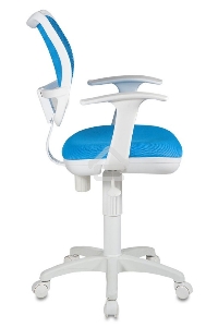 Кресло компьютерное Бюрократ CH-W797/LB/TW-55 TW-55 голубой, спинка сетка, сиденье голубой, пластик белый