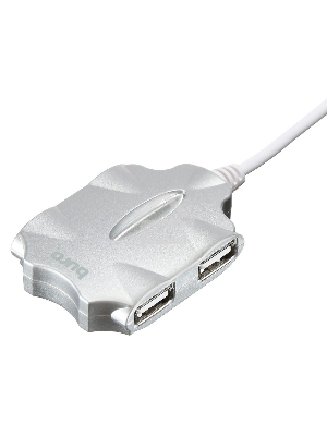 Разветвитель USB 2.0 Buro BU-HUB4-0.5-U2.0-Candy 4порт. серебристый
