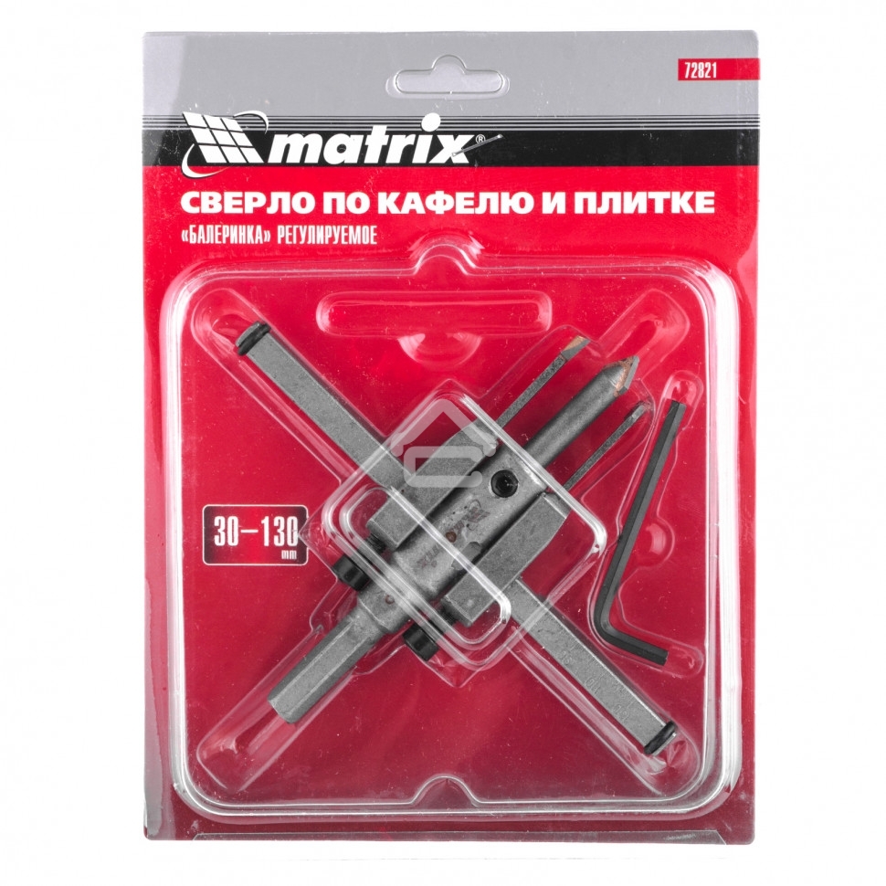 Сверло Matrix по кафелю и плитке, регулируемое Балеринка, 30-130 мм
