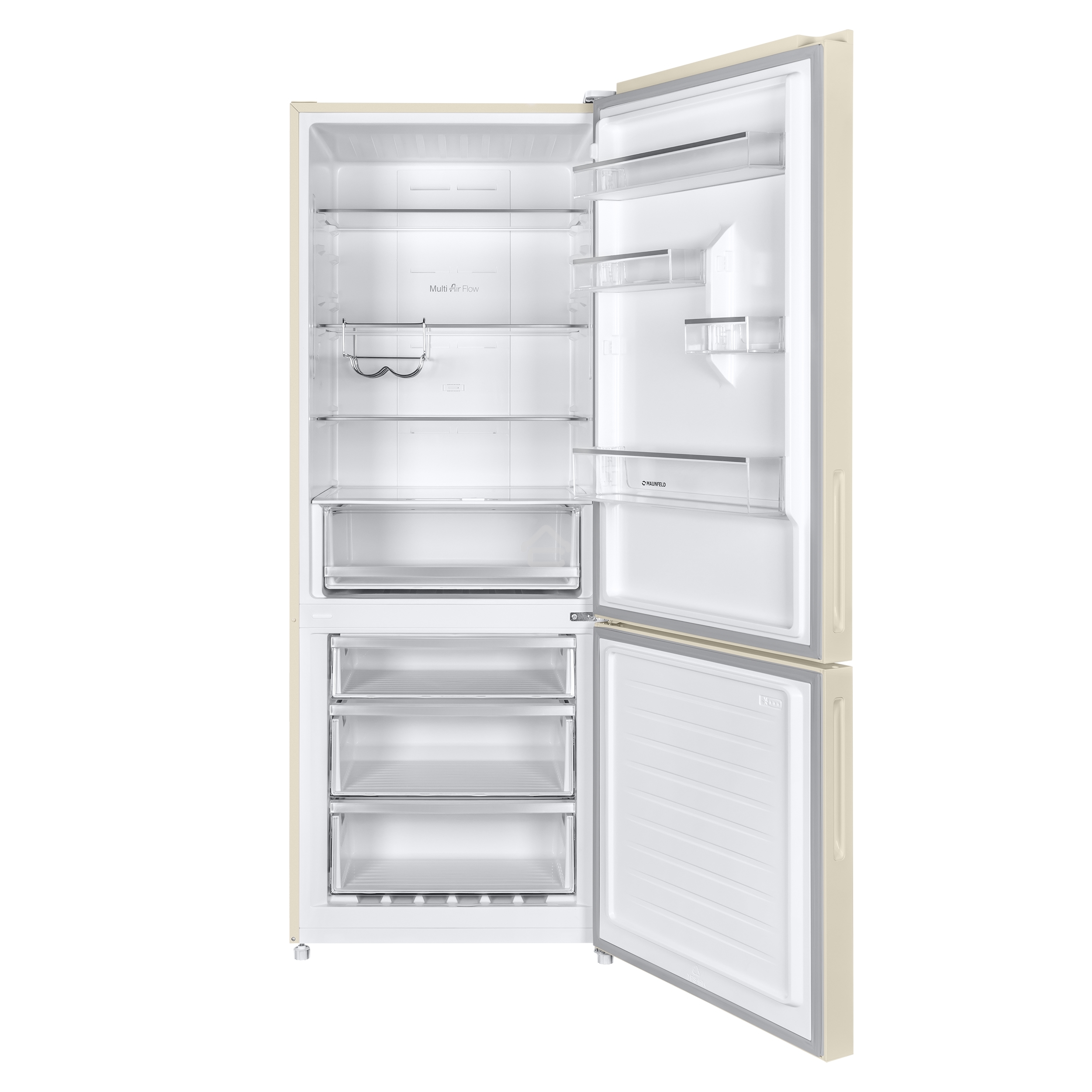 Холодильник Maunfeld MFF1857NFBG бежевый инвертер двухкамерный 336/117л морозилка снизу