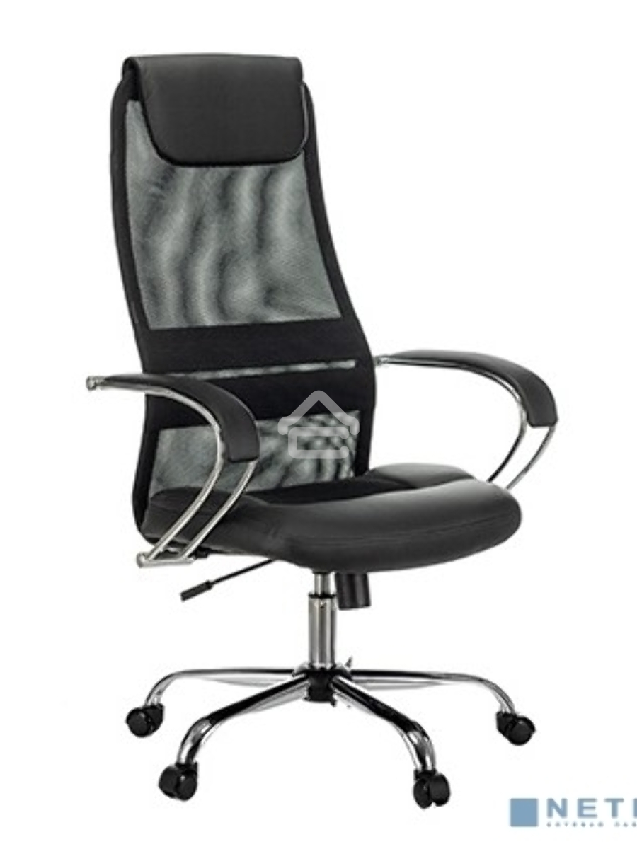 Кресло руководителя Бюрократ CH-608SL/BLACK TW-01 TW-11 черный, искусст.кожа/ткань, крестовина хром, спинка сетка
