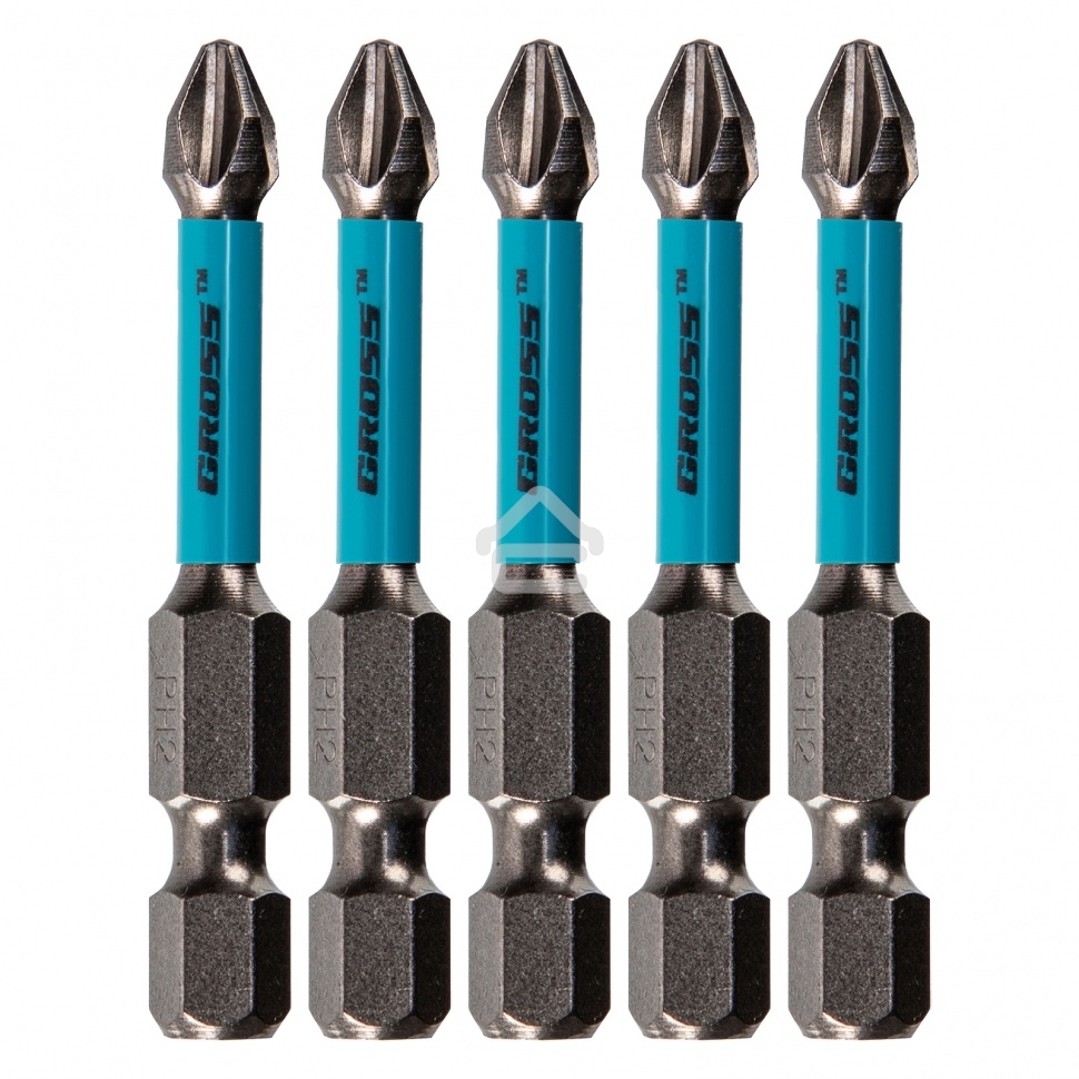 Набор бит торсионных PH2x50 мм, для ударных шуруповертов, 5 шт. Gross
