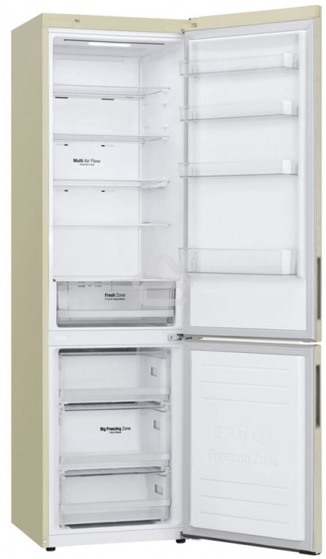 Холодильник LG GA-B509CESL бежевый глянцевый двухкамерный 277/107л морозилка снизу, No Frost