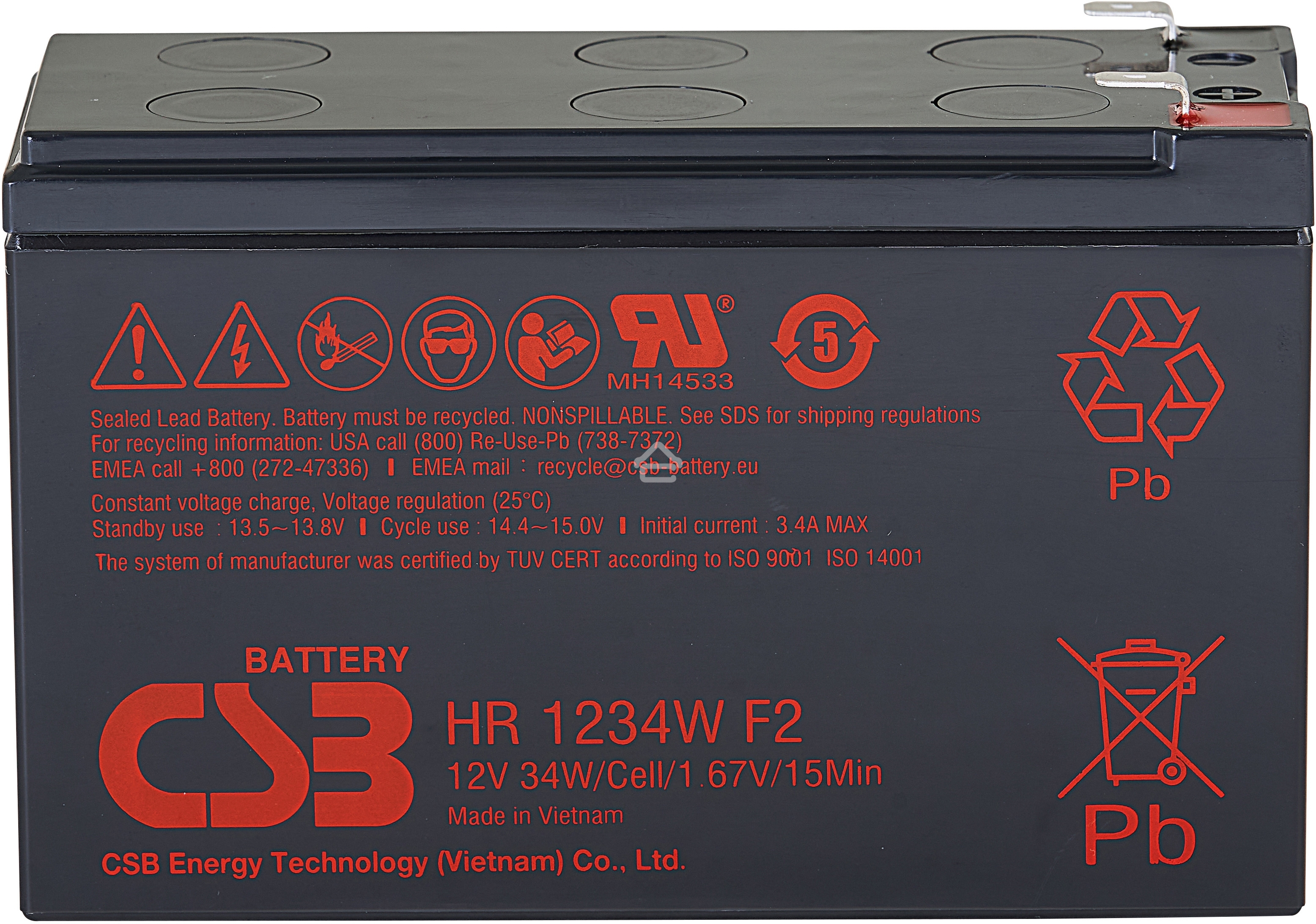 Батарея CSB HR 1234W (12V, 9Ah) клеммы F2