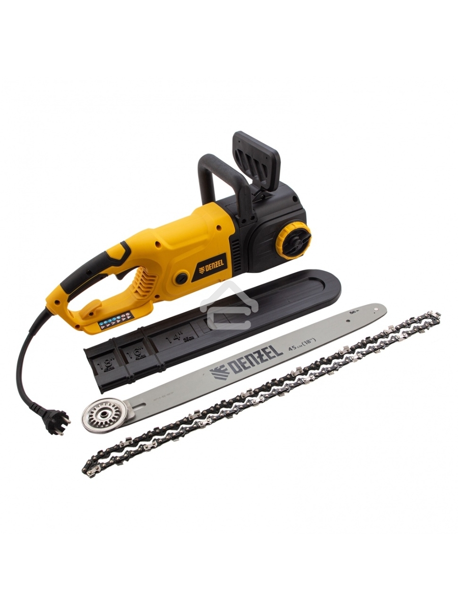 Пила цепная электрическая EDS-2200, 2,2кВт,продольная,шина 45см,шаг 3/8, паз 1,3мм, 62зв Denzel