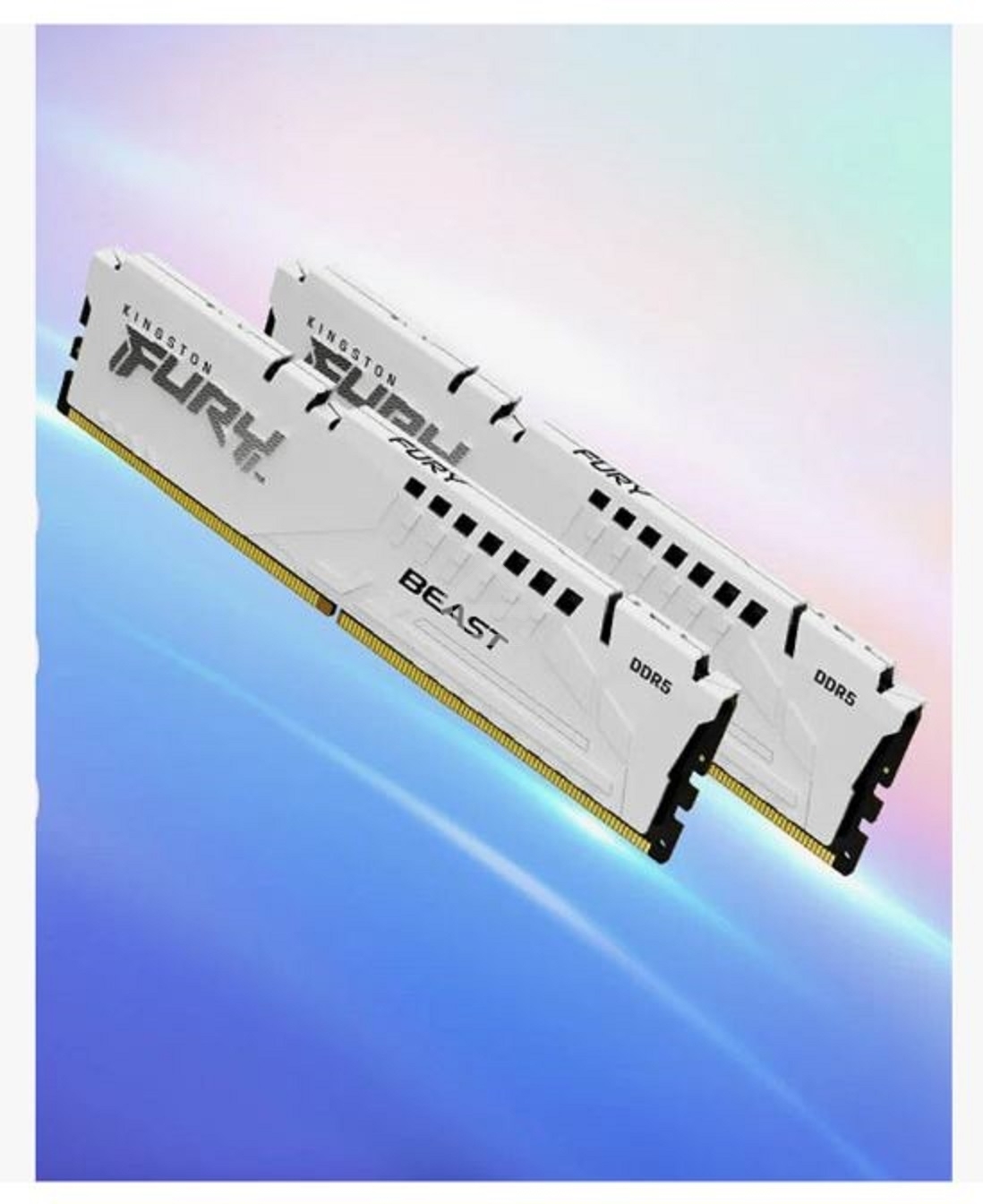 Оперативная память Kingston Fury Beast, DDR5, 32Gb (2x16Gb), 5600MHz, CL40, DIMM, с радиатором, белый