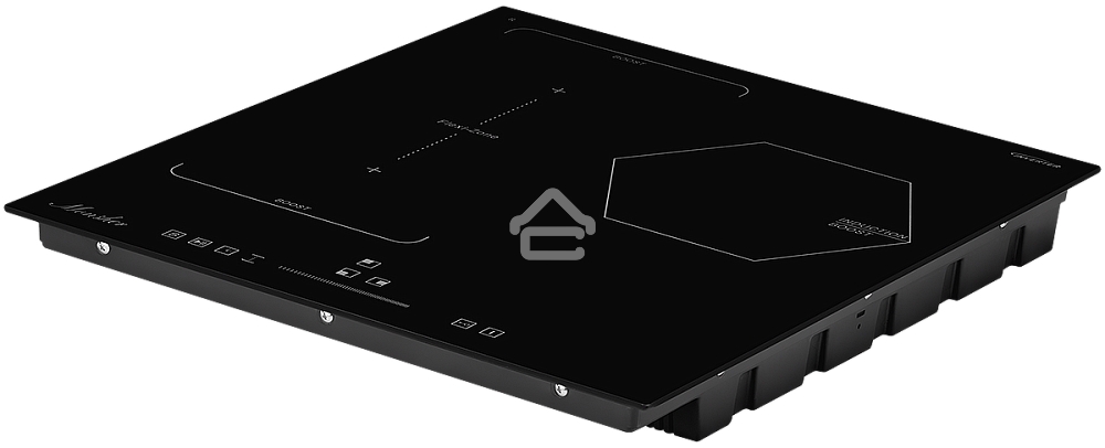 Индукционная варочная панель Monsher, инвертер, слайдерное управление, автоматическое отключение, блокировка панели управления, индикация остаточного тепла, 9 уровней мощности, Stop and Go, Booster, таймер, черный