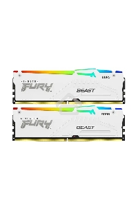 Оперативная память Kingston Fury Beast, DDR5, 32GB (2x16GB), 6000MHz, CL30, с радиатором, RGB, белый