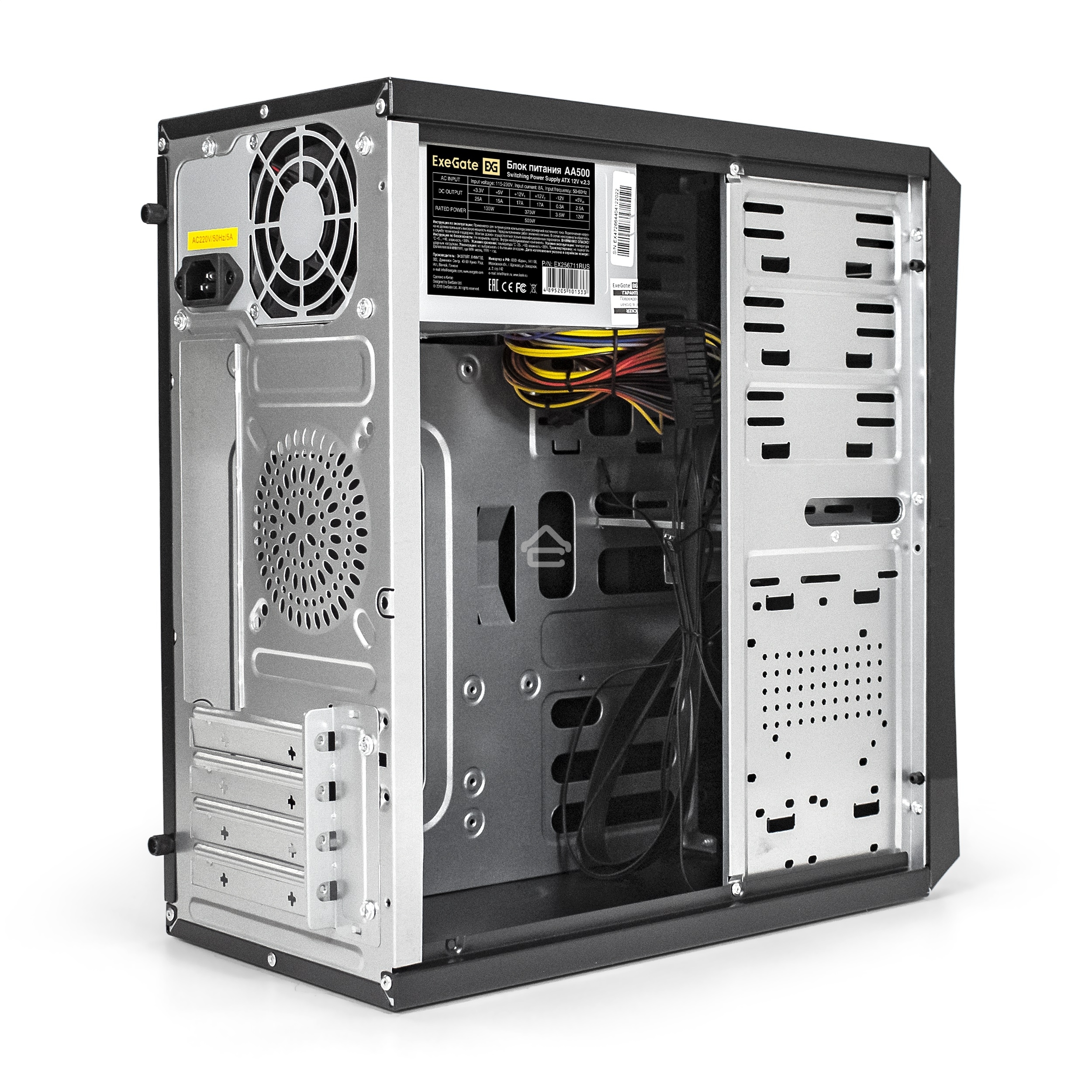 Компьютерный корпус Exegate EX284021RUS Minitower BA-201 Black, mATX, <AA500, 80mm>, 2*USB, Audio