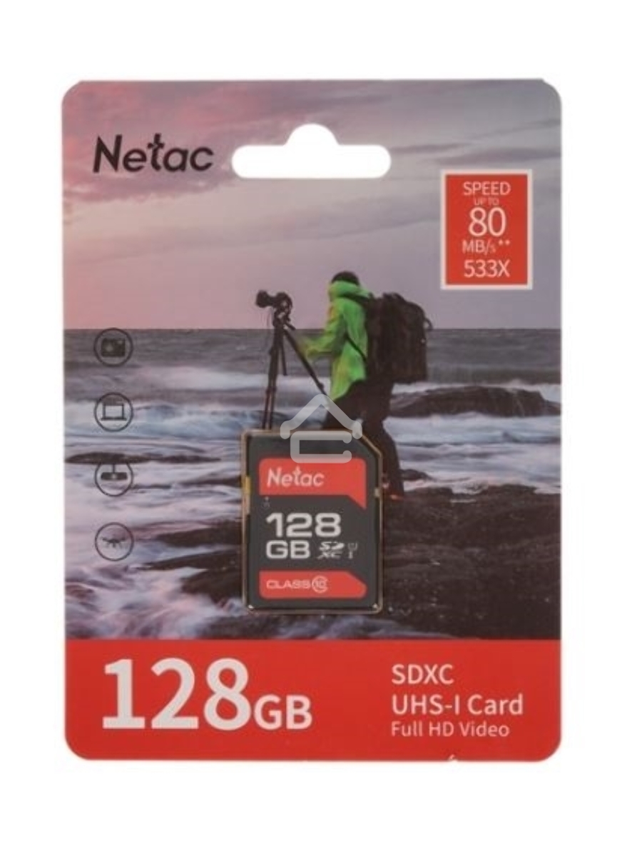 Флеш карта Netac P600 SDHC 128GB U1/C10 up to 80MB/s, retail pack