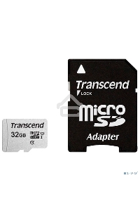 Флеш карта Micro SecureDigital 32Gb Transcend TS32GUSD300S-A  {MicroSDHC Class 10 UHS-I, SD adapter}