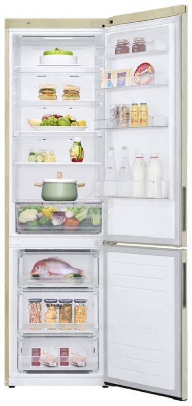 Холодильник LG GA-B509CESL бежевый глянцевый двухкамерный 277/107л морозилка снизу, No Frost